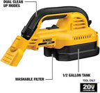 DEWALT 20V MAX Hand Vacuum, Cordless, for Wet or Dry Surfaces, 1/2-Gallon Tank, Washable Filter, Portable, Bare Tool Only (DC