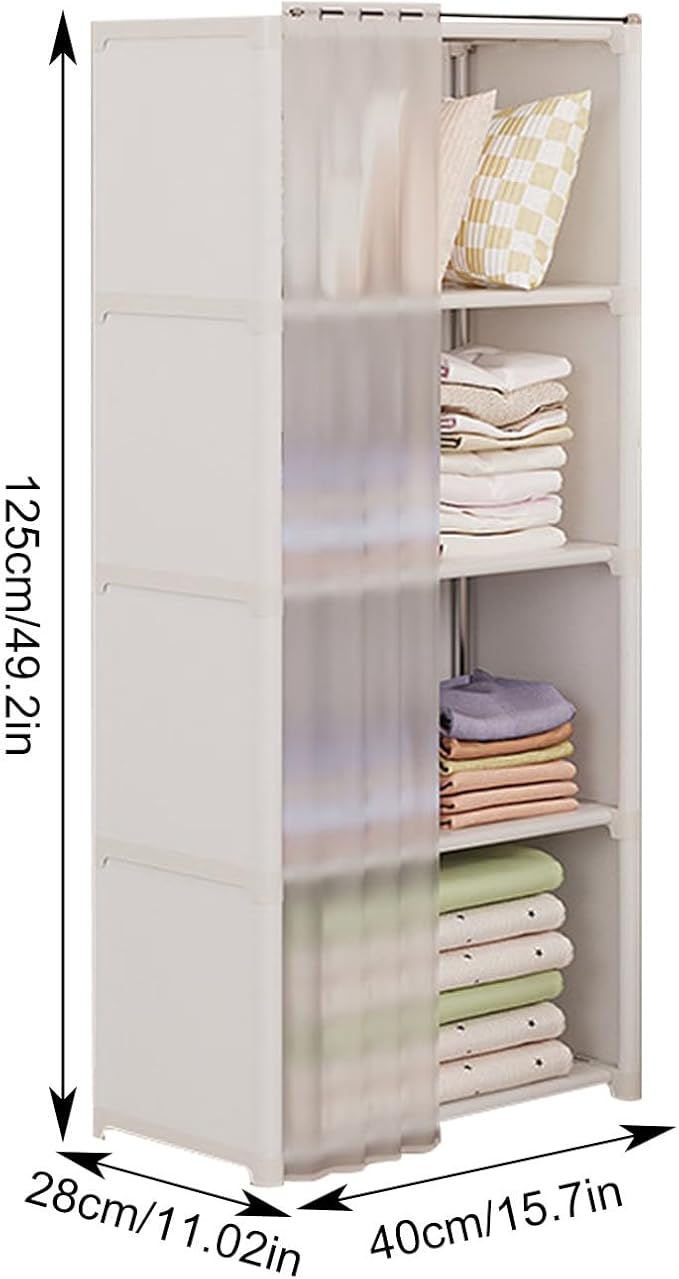Portable Closet Wardrobe for Small Room, Clothes Storage Rack, Clothes Organizer Cabinet, Dust-Proof Garment Shelf for Home B