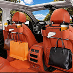 Backseat Car Organizer,4 in 1 Multifunctional Car Back Seat Storage Box with Drink Cup Holder Tissue Box, for Hold Phone,Snacks, Drinks, Handbag (Orange)