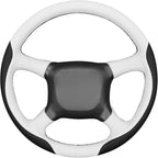 MEWANT Hand Stitch Steering Wheel Cover for Chevy Silverado 1500 2500 3500 1999-2002 Tahoe Suburban 1998-2002 Astro Blazer S10 Kodiak C/K White Black Faux Leather Custom-Fit Anti-Slip Interior Wrap