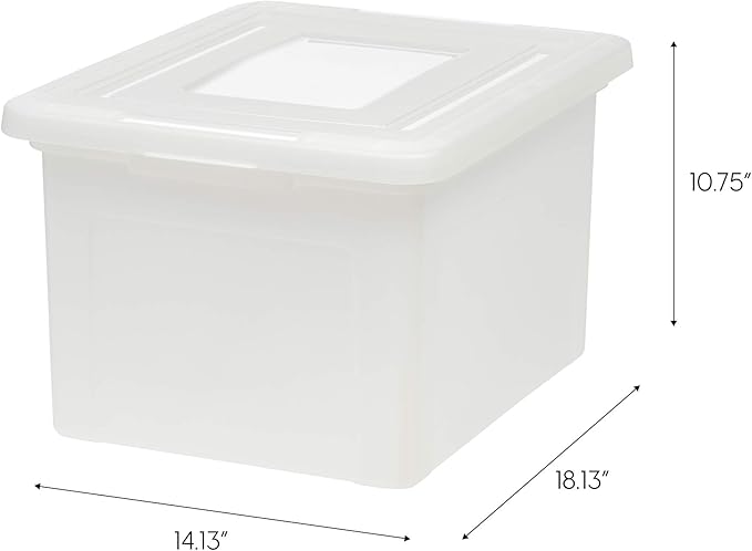 IRIS USA File Box, Plastic File Organizer with Lids for Letter/Legal File, Portable Document Box For Moving, Storage Bin with