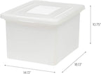IRIS USA File Box, Plastic File Organizer with Lids for Letter/Legal File, Portable Document Box For Moving, Storage Bin with