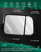 SCITOO Tow Mirrors Power Heated Puddle Parallel Turn Signal Auxiliary Light Temp Sensor Black Towing Mirrors Replacement Fit for 2019-2022 For Dodge For Ram 1500 Pickup Truck