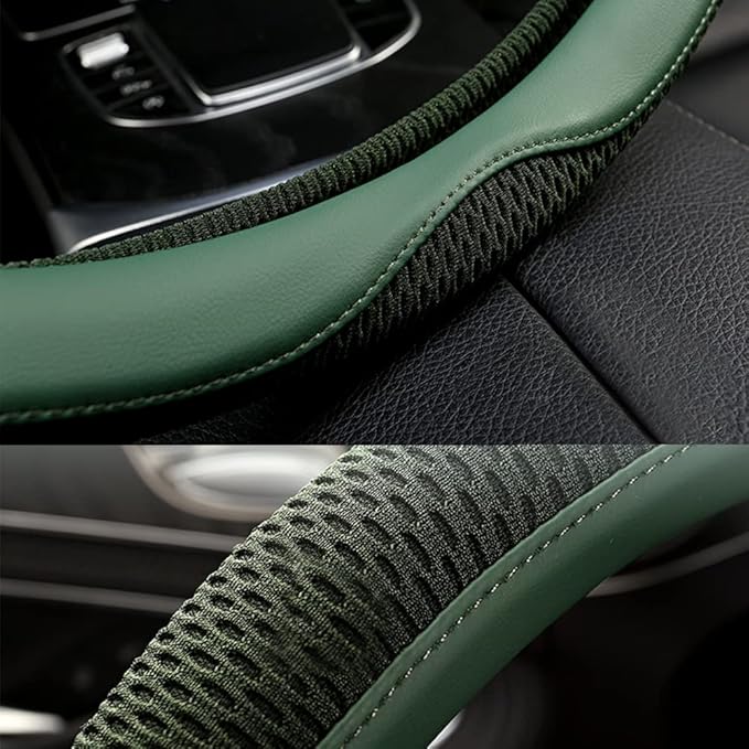 LKWLIKEI Car Steering Wheel Cover, Universal 15 inch, the Latest Microfiber Leather Breathable Technology Fabric, Non-Slip, C