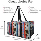 NGIL Extra Large Utility Tote Reusable Grocery Bag Oversized Collapsible for Groceries, Storage, Picnic, Beach (Retro Cow-black)