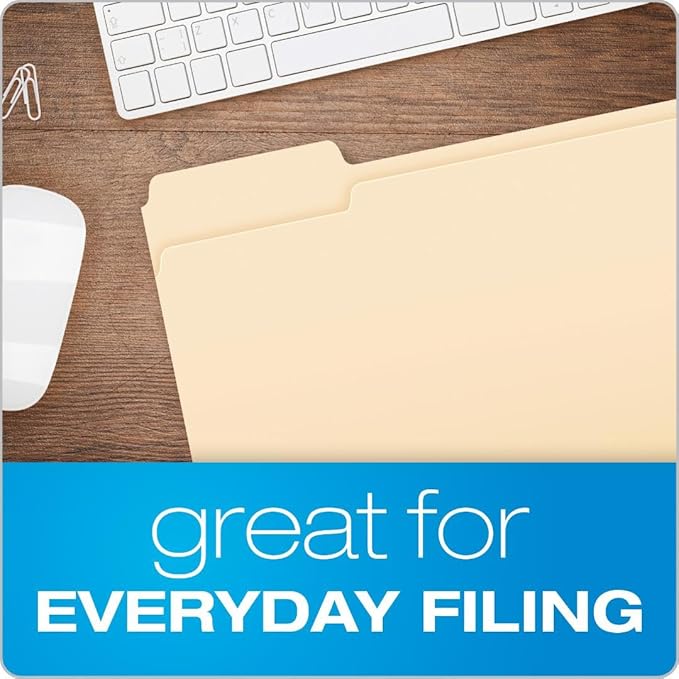 Pendaflex File Folders, Letter Size, 8-1/2" x 11", Classic Manila, 1/3-Cut Tabs in Left, Right, Center Positions, 100 Per Box