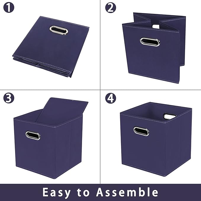 Fabric storage bins Cubes, Fabric Cube Organizer with Handle, Foldable Cube Bins for Cloth or Accessary Storage, 11x11x11, Se