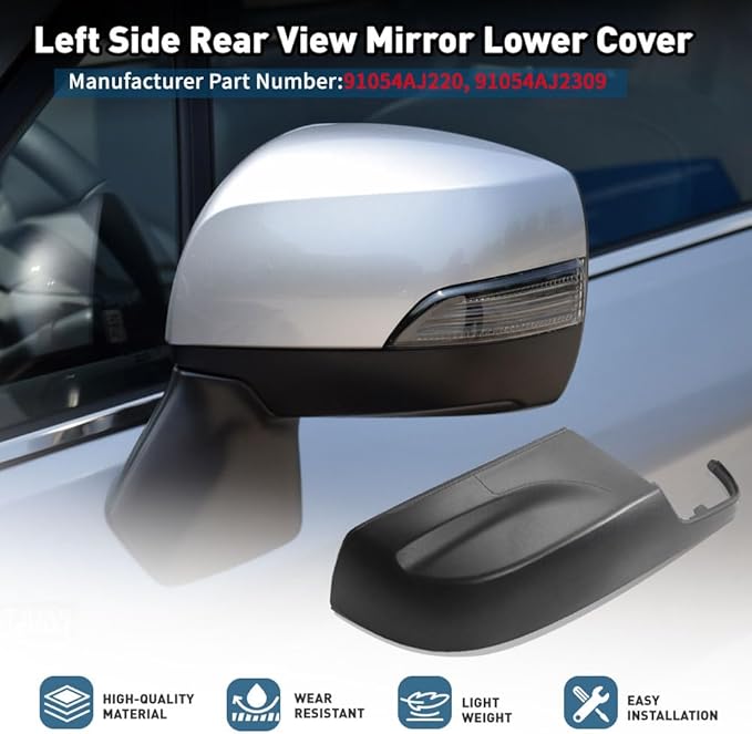 Three T Car Auto Side Rearview Mirror Lower Cover Cap Trim For Subaru Crosstrek 2013-2014,Impreza 2012-2014,Forester 2014-2018,Legacy 2013-2014,Outback 2013-2014,Driver Side(Left)