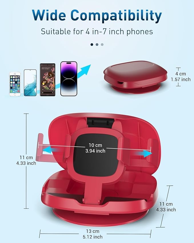 Cell Phone Holder for Car, Vertical Horizontal Car Phone Mount with 360° Rotate Dashboard Cradle Compatible iPhone Samsung Galaxy Android Smartphones, GPS Devices