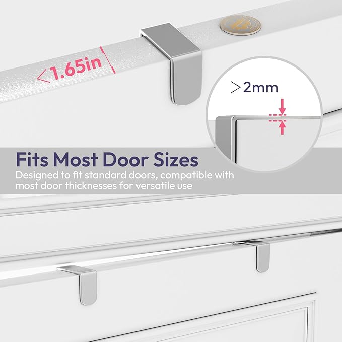 SWTYMIKI Over The Door Hook with 16 Hooks & 2 Mesh Baskets - Heavy Duty Over The Door Organizer Hanger for Towels, Coats, Clo