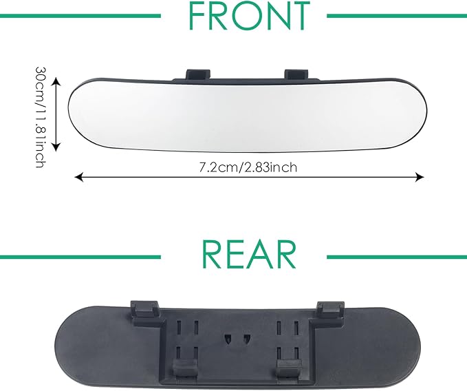 Rear View Mirror for Car,11.8" Convex Panoramic Wide Angel View Mirrors Extender,Rounded Corner Design,Universal Clip on Interior Rearview Mirror for Truck Car and SUV (White)