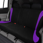 Flying Banner Car Seat Covers Full Set Front Seats and Rear Bench Mesh Fabric Splicing Polyester Cover Black with Purple Colo