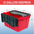 Akro-Mils KeepBox 12 Gallon Storage Container, Nesting and Stackable Plastic Storage Box with Lid Attached, Organizer Tote fo