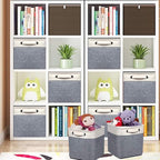 Kntiwiwo Foldable Storage Bin Collapsible Basket 12" x 10" x 9.5" Cube Storage Organizer Bins with Dual Carry Handles for Hom