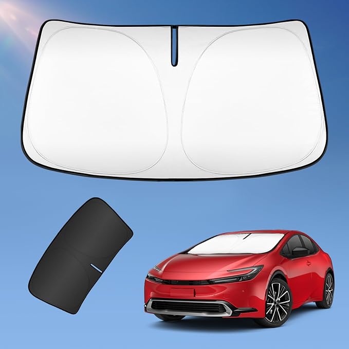 Sun Shade Sunshade for Toyota Prius XW50 2016-2023 Windshield Cover, (NOT for Prius C or Prius V) 4-Layers Sun Shield 250T Silver Coating Sun Visor Window Shade Car Accessories