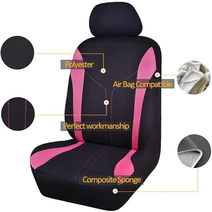 Flying Banner Car Seat Covers Front Seats and Rear Bench Mesh Fabric Rear Bench Split Polyester Cover Easy Installation SUV C