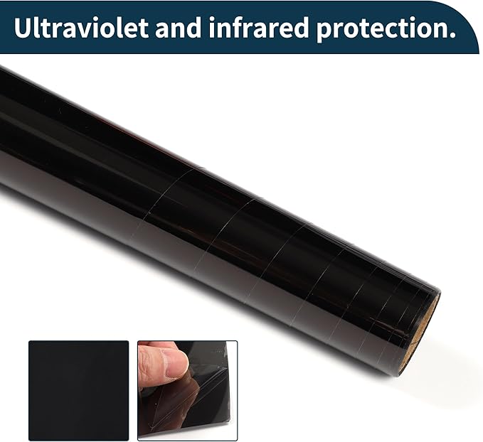Motoforti Nano Ceramic Car Window Tint Film VLT 18% IRR 58% UVR 85% Black Silver Tone 5ft x 30inch Privacy Film 2mil PET 1 Pc