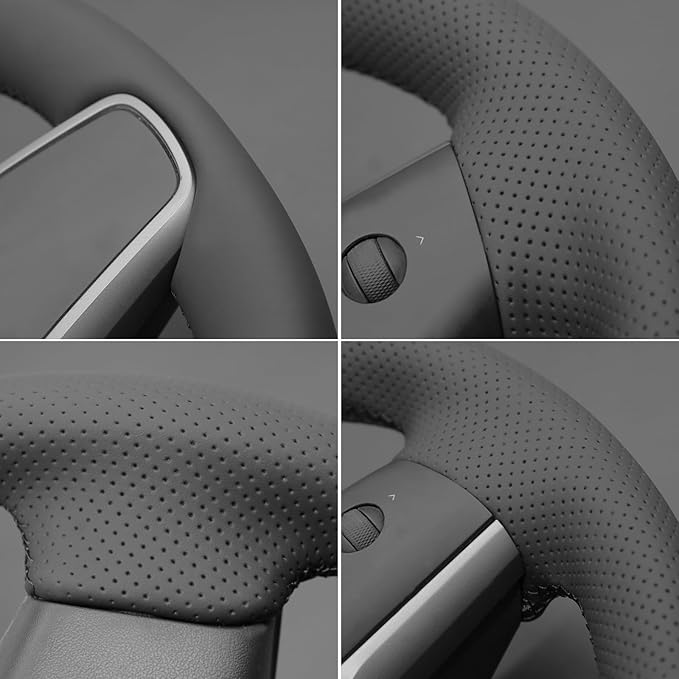 MEWANT Tesla Model 3/Model Y Hand Stitched Steering Wheel Cover for Tesla Model 3 2017-2023 / Model Y 2020-2023 for Tesla Model 3/Y Accessories