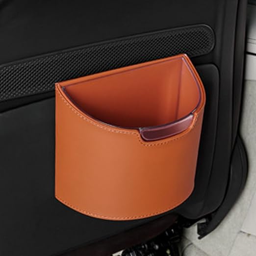 Leakproof Car Trash Can,Mini Car Trash Bin for SUV and Truck,Small Removable Liner Garbage Can,Waterproof Automotive Trash Can for Vehicle,Home,Office,Multipurpose,Easy to Clean (Orange)