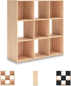 Signature Design by Ashley Piperton Contemporary 3-Tier Floor Standing 9 Cube Organizer for Living Room, Wood, Works with 10.