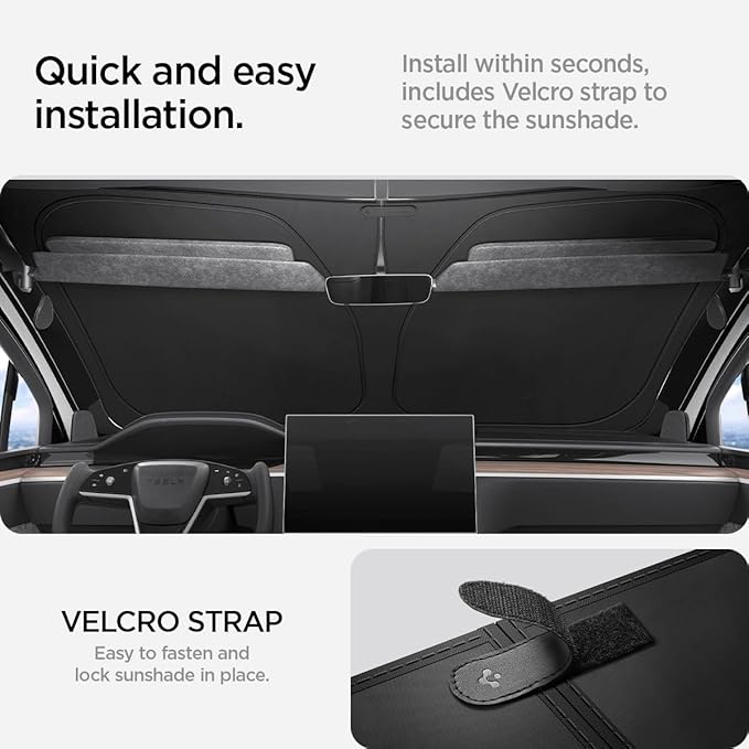 Spigen Triple-Coated Front Windshield Sunshade for All Tesla Model X (2015 to Current)