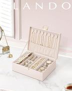 VLANDO 2 Layer Jewelry Boxes Large Jewelry Organizer for Women Removable Jewelery Tray for Watch Necklace Earrings Rings Brac