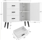 Iwell Storage Cabinet with 3 Drawers, Sideboard Buffet Cabinet with Adjustable Shelf, Freestanding Floor Storage Unit for Liv