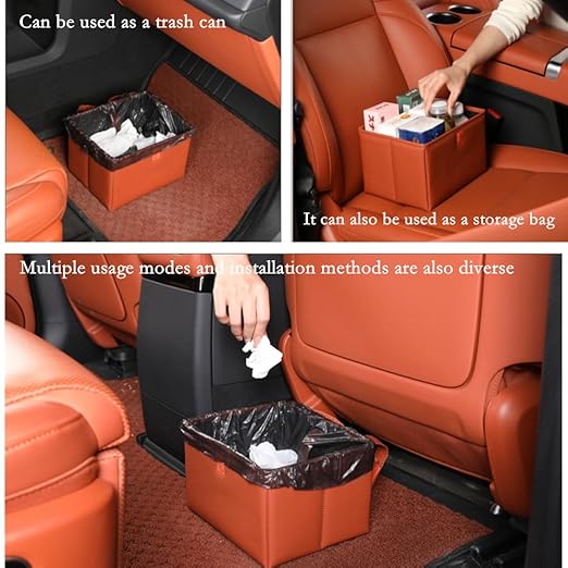Car Trash Can, Leak-Proof Waterproof Trash Bin Collapsible Portable Auto Garbage Bag Large Capacity Trashcan Storage Bag Multipurpose Car Organizer Hanging (Black)