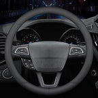 HAOTULE New Nappa Leather car Steering Wheel Cover, Universal 15 inch Black