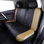 Flying Banner car seat Covers Protects Water Proof Faux Leather Carbon Fiber Front and Rear Bench (Black Beige, Full Set - 8P
