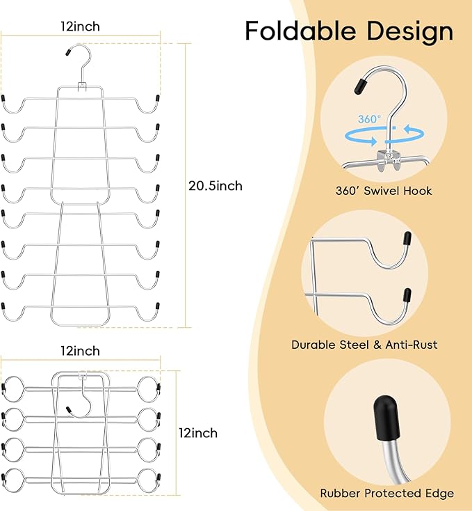 TomCare 4 Pack Space Saving Hangers，2Pack Tank Top Hanger and 2Pack Leggings Organizers for Closet Pants Hangers with 20 Clip