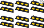 Parking Stopper for Garage Parking Aid 12 Pack Block, Car Truck Curb Floor Parking Lot Wheel Tire Stops Bumpers with Bolt Installation, Rubber Vehicles Aid Gadgets