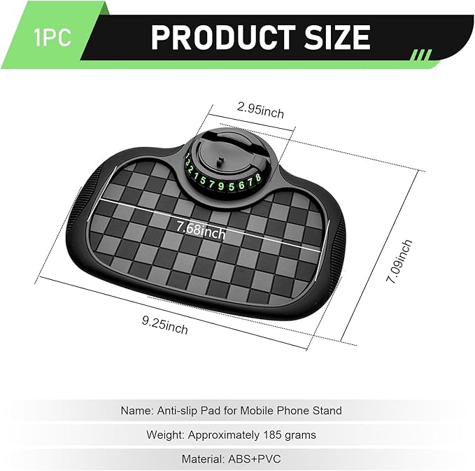 1 PC Car Anti-slip Mat, Multifunctional Dashboard Phone Holder, Dashboard Organizer Pad with Hidden Parking Number, Universal