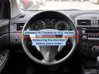 Leather with Silicone Steering Wheel Cover for Dodge Ram 1500 2500 3500 Chrysler Pacifica Ford F-150 F-250 F-350 Expedition (Black-red Stitching, 15.5-16 inch)