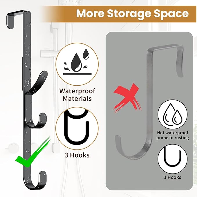 Over The Door Hooks Hanger,Over The Door Towel Hook Organizer Hanging for Coat Clothes Backpack hat Purse Metal Towel Rack Ba