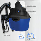 Koblenz WD-2.5L Portable Wet Dry Vacuum, 2.5-Gallon 2.5 PHP Suction Plus Blower Vacuum Cleaner for Liquids, Dust, Pet Hairs, 