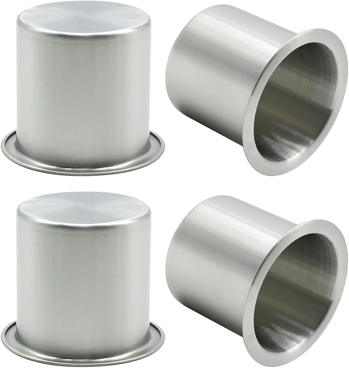 Anxingo 4 Pcs Stainless Steel Cup Holder, Silver Poker Table Drink Holder, Drop-in Cup Drink Holder for Yacht Boats RV Cars a