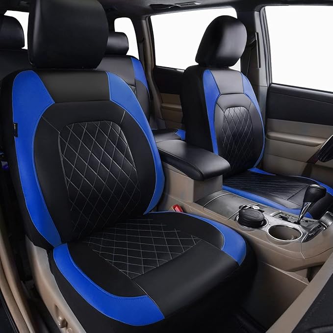 Universal Deluxe Pu Luxury Vinyl Faux Leather Car Seat Covers Two Front 6 Pieces Airbag Compatible Fit for Cars SUV Vehicles 