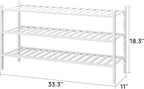 viewcare 3-Tier Long Shoe Rack, Bamboo Wood Shoe Rack for Closet, Entryway & Hallway, Stackable White Shoe Shelf Storage Orga