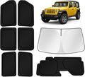 KUST Car Window Shades for 2018-2025 2026 Jeep Wrangler Accessories Windshield Sun Shade Side Rear Window Covers Sunshade Privacy Protection for Camping Blackout UV Block Full Set 8PCS