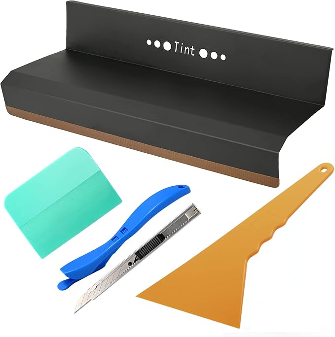 NEWISHTOOL Car Window Tint Tools Speed Loader Gasket Squeegee for Top & Bottom Gap Wrap Film Installation, PPF Squeegee, Long Handle Squeegee, Safety Vinyl Cutter and Film Cutting Knife Tint Tools