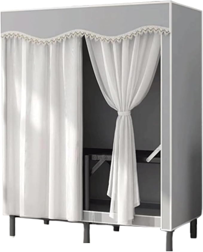 TIST Foldable Wardrobe Steel Storage Wardrobe Portable Wardrobe for Hanging Clothes 110cm/ 160cm/ 215cm Large Wardrobe(Light 