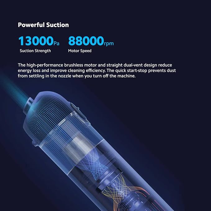 XIAOMI Handheld Vacuum 13,000Pa, Powerful Brushless Motor Cordless Car Vacuum Cleaner, Ultra Lightweight Portable Mini Hand V