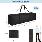 COOLBEBE 56" Sports Duffle Bag - 216L Extra Large Travel Duffel Luggage Bag with Upgrade 2-way Lockable Zippers, Sturdy & Water Resistant Long Duffle Bag for Camping Moving (Black 56inch)