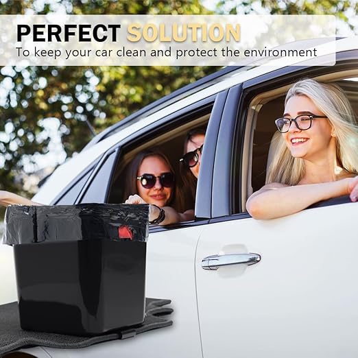 Large Black Car Trash Can Waterproof & Leakproof Car Garbage Bin with Floor Mat Clip, Anti-Slip Design, Portable Auto Trash Container for Car, SUV, Truck, or Van Durable & Easy to Clean