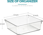 6 Pack Drawer Organizer - 6" X 6" Clear Acrylic Storage Bins with Non-Slip Pads, Versatile Desk Tray for Makeup, Jewelry, Kit