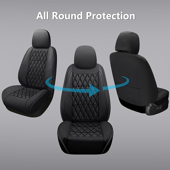NS YOLO Leather Car Seat Covers,Universal Fit for Most Cars,SUVs and Sedans,Waterproof Luxury Leatherette Cushions, 2 Seats P