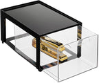 mDesign Plastic Desk Organizer and Storage Bin w/Pull Out Drawer - Stackable Office Storage Container for Office Supplies - D