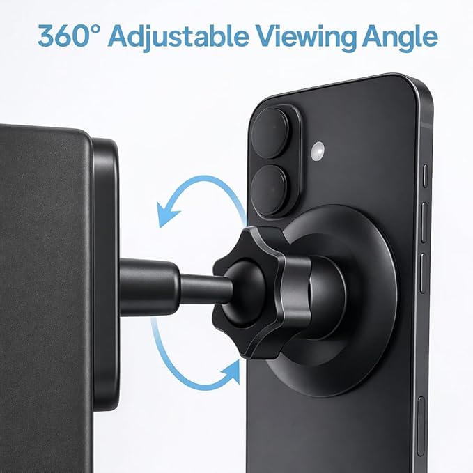 LEPHYON Magnetic Phone Holder for Gym, Ultra Strong Magnet Phone Mount for Exercise Equipment, Compatible with iPhone Samsung All Cell Phones, Adjustable 360° Rotation, No-Slip Workout Accessory