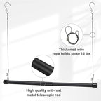 INFLATION Closet Rod With Hangers Adjustable Width (15-50 Inch) Tension for Hanging Clothes Rack, 35 Inch Height, Elegant Bla